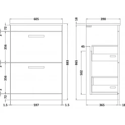 Emily 600mm Floorstanding 2 Drawer Vanity Unit & Basin Options