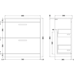 Emily 800mm Floorstanding 2 Drawer Vanity Unit & Basin Options