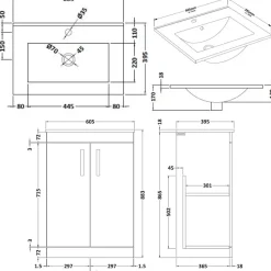 Emily 600mm Floorstanding Vanity Unit & Basin Options