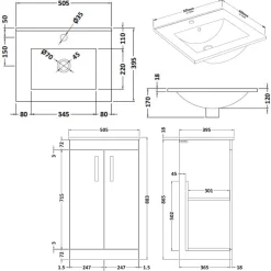 Emily 500mm Floorstanding Vanity Unit & Basin Options