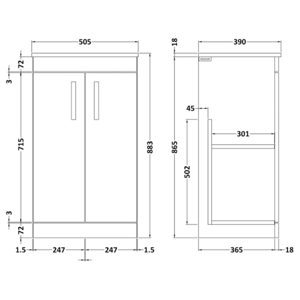 Emily 500mm Floorstanding Vanity Unit & Countertop