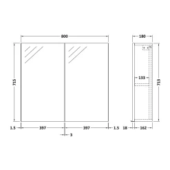 Emily 800mm Mirror Cabinet