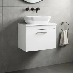 Emily 600mm Wall Mounted 1 Drawer Vanity Unit and Countertop