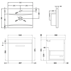 Emily 500mm Wall Mounted 1 Drawer Vanity Unit & Basin Options