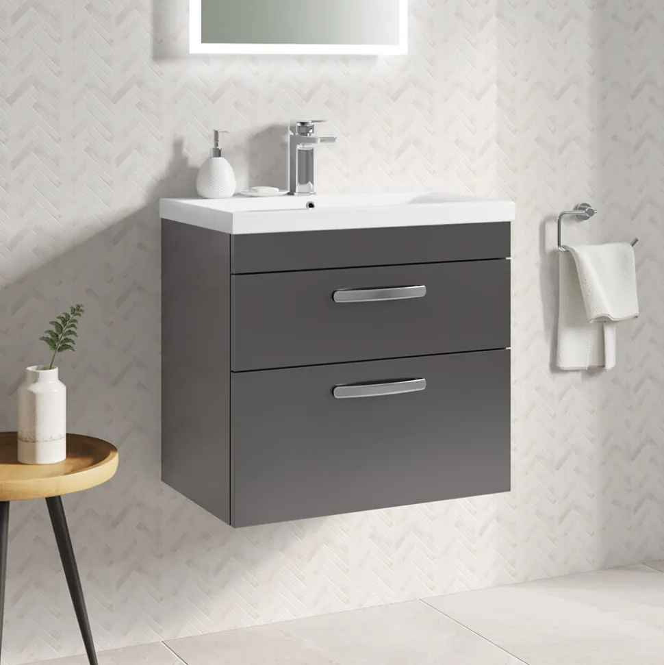 Emily 600mm Wall Mounted 2 Drawer Vanity Unit & Basin Options