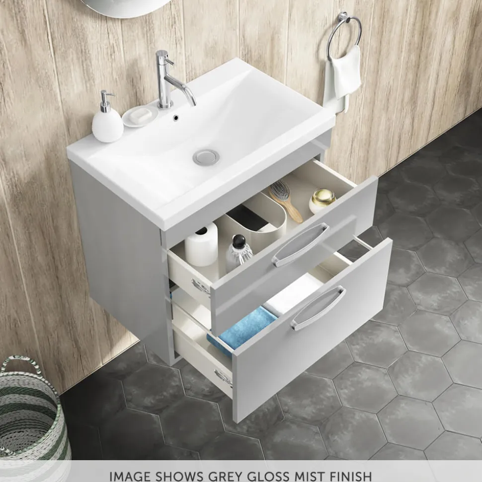Emily 600mm Wall Mounted 2 Drawer Vanity Unit & Basin Options