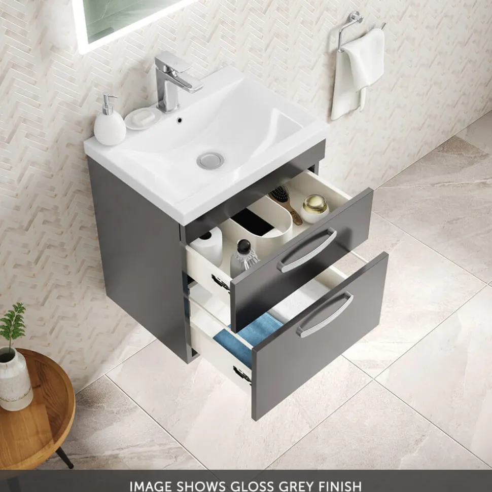 Emily 500mm Wall Mounted 2 Drawer Vanity Unit & Basin Options