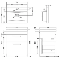 Emily 500mm Wall Mounted 2 Drawer Vanity Unit & Basin Options