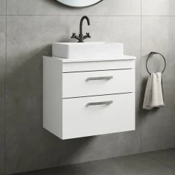 Emily 600mm Wall Mounted 2 Drawer Vanity Unit and Countertop