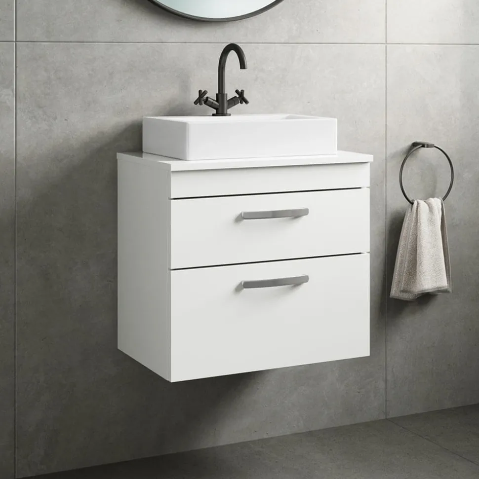 Emily 600mm Wall Mounted 2 Drawer Vanity Unit and Countertop