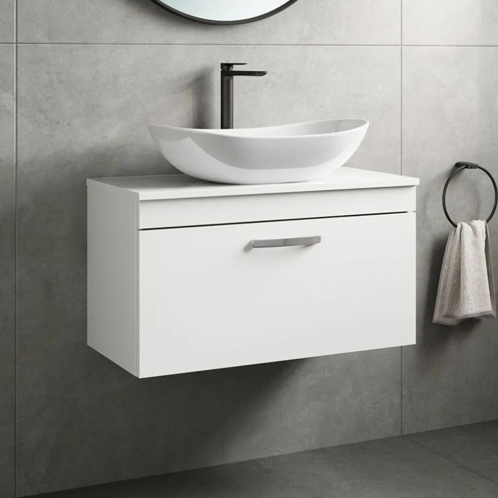Emily 800mm Wall Mounted 1 Drawer Vanity Unit and Countertop