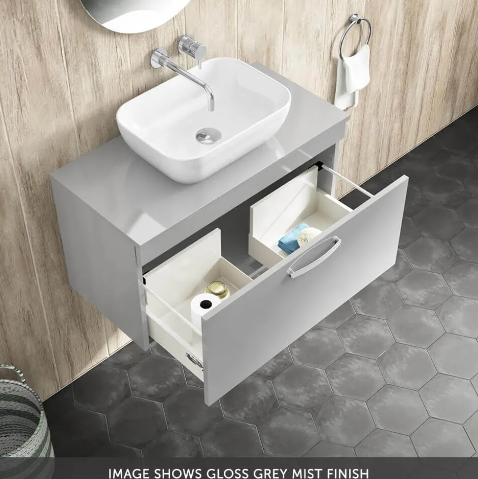 Emily 800mm Wall Mounted 1 Drawer Vanity Unit and Countertop