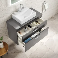 Emily 800mm Wall Mounted 2 Drawer Vanity Unit and Countertop