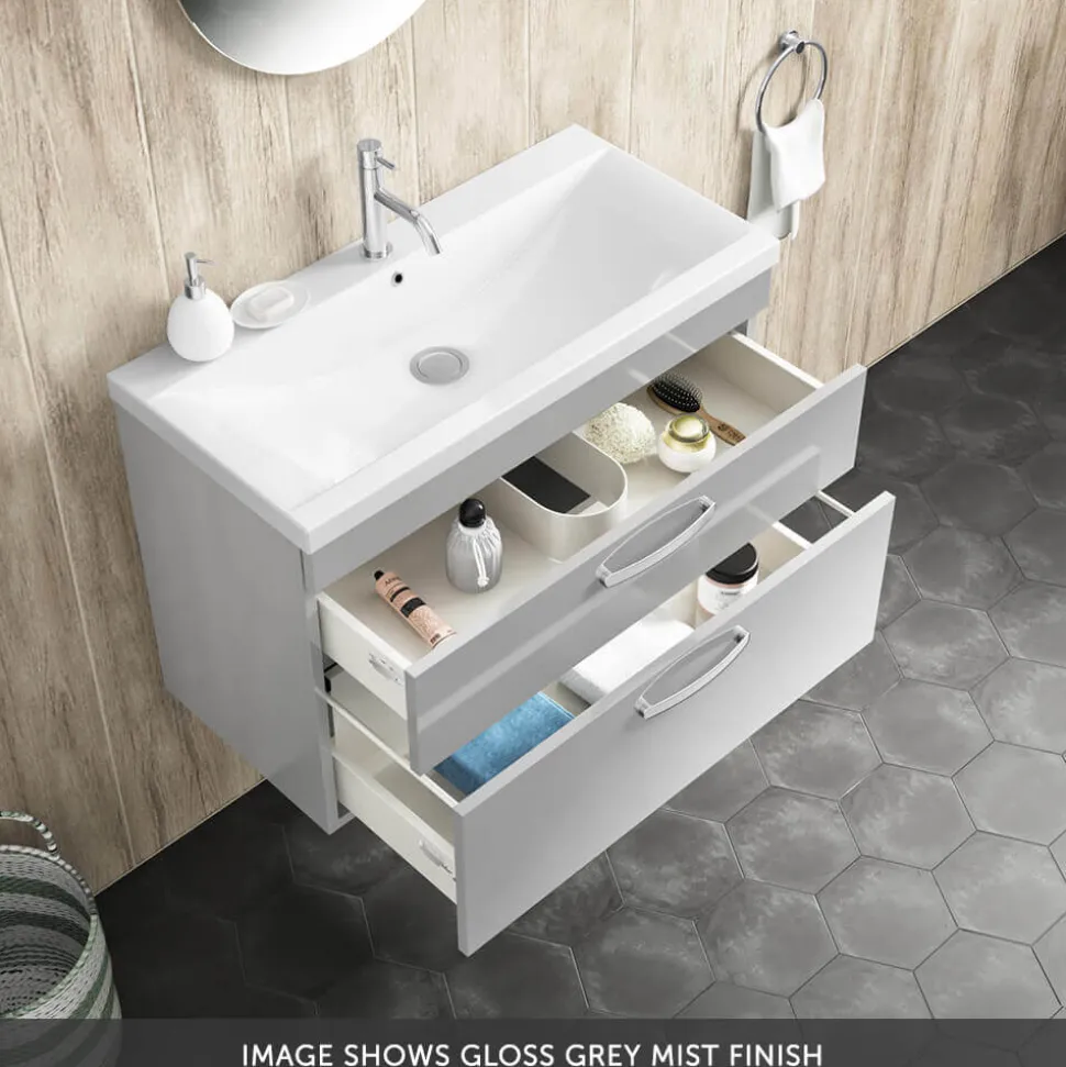 Emily 800mm Wall Mounted 2 Drawer Vanity Unit & Basin Options