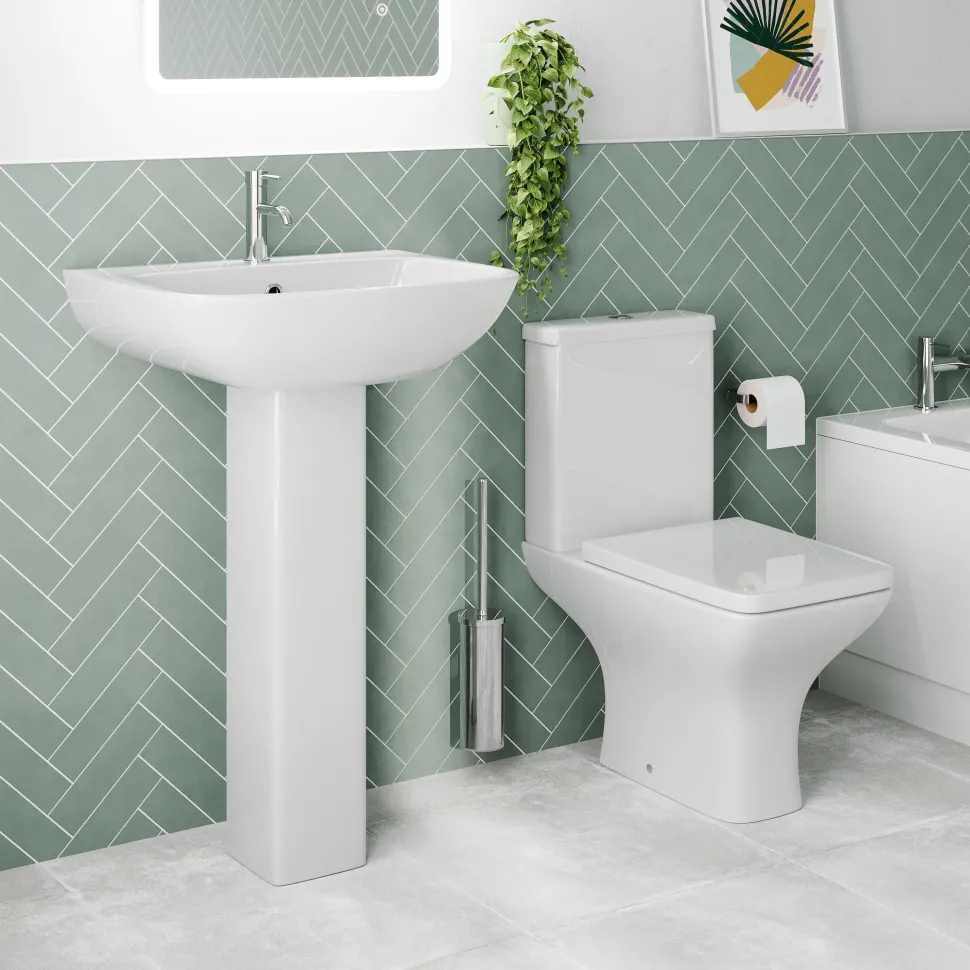 Emily Modern Bathroom Suite with Rimless Toilet & Front Bath Panel