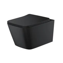 Emily Rimless Square Wall Hung Toilet & Slim Soft Close Seat - Matt Black
