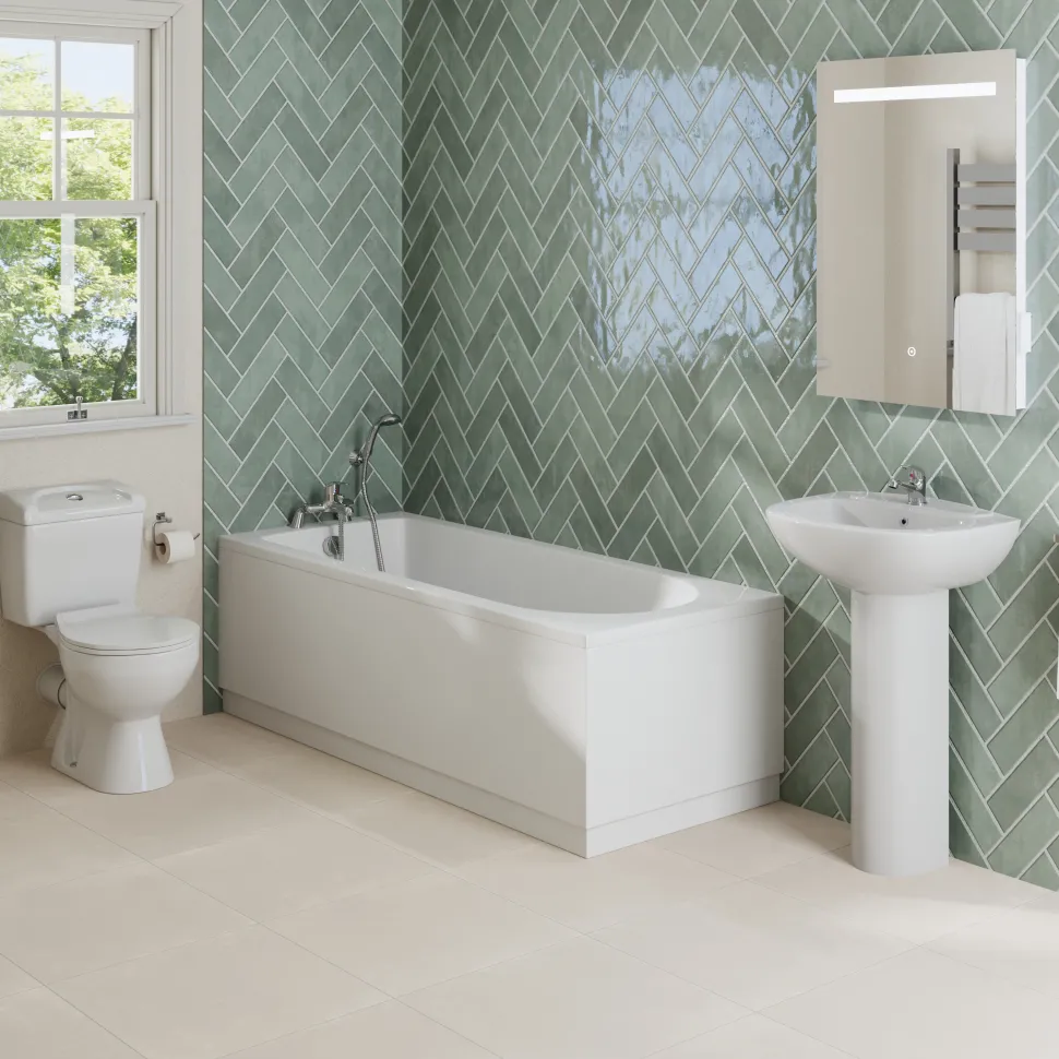Emma 3 Piece Bathroom Suite with Front Bath Panel