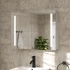 Erin Aluminium Double Door LED Bathroom Mirror Cabinet with Demister Pad & Shaver Socket - 800 x 600mm