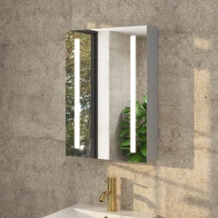 Erin Aluminium LED Bathroom Mirror Cabinet with Demister Pad & Shaver Socket - 500 x 700mm