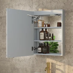 Erin Aluminium LED Bathroom Mirror Cabinet with Demister Pad & Shaver Socket - 500 x 700mm