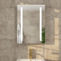 Erin Aluminium LED Bathroom Mirror Cabinet with Demister Pad & Shaver Socket - 500 x 700mm