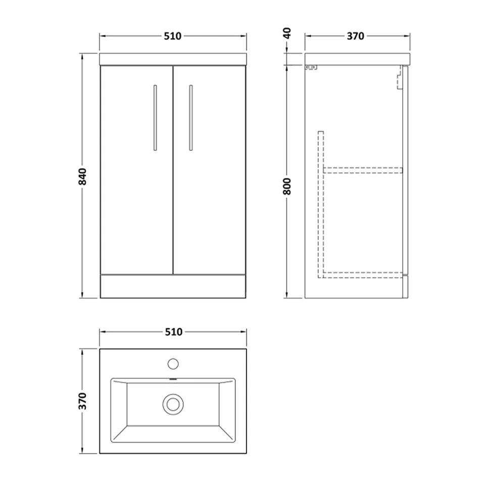 Erin Compact 500mm Floorstanding Cloakroom Vanity Unit & Basin