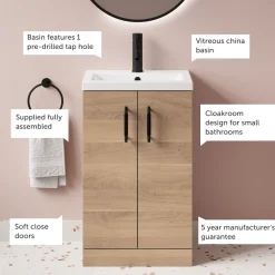 Erin Compact 500mm Floorstanding Cloakroom Vanity Unit & Basin