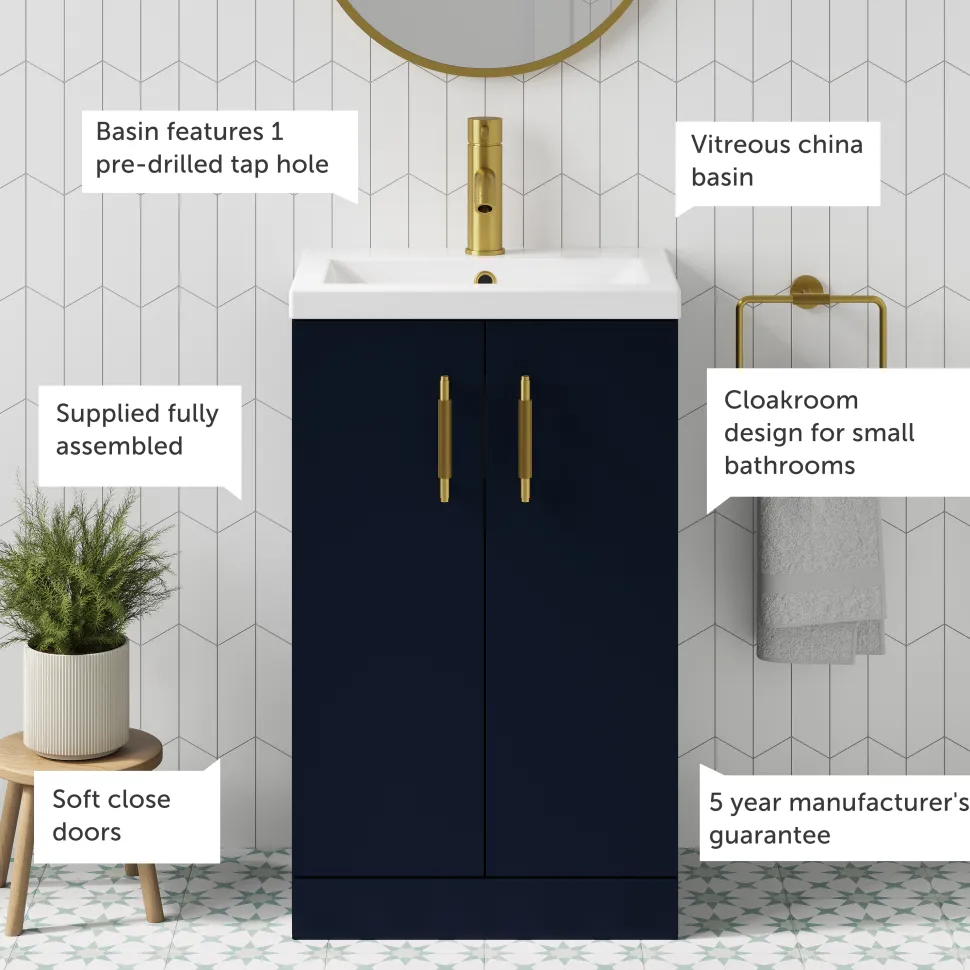 Erin Compact 500mm Floorstanding Cloakroom Vanity Unit & Basin