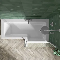 Erin Complete Bathroom Suite with 1700mm L Shaped Shower Bath & Rimless Toilet