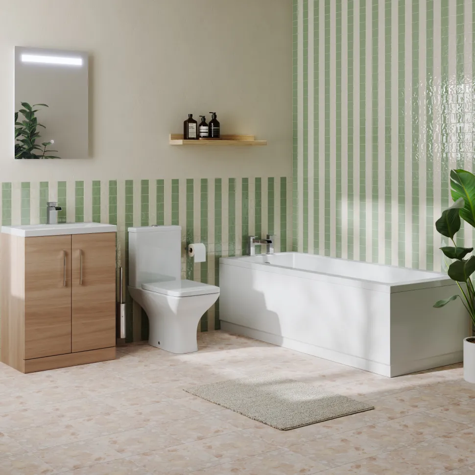 Erin Complete Bathroom Suite with Reinforced Bath & Rimless Toilet