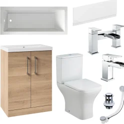 Erin Complete Bathroom Suite with Reinforced Bath & Rimless Toilet