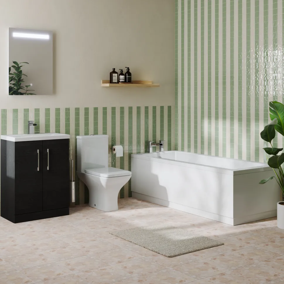 Erin Complete Bathroom Suite with Reinforced Bath & Rimless Toilet