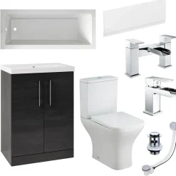 Erin Complete Bathroom Suite with Reinforced Bath & Rimless Toilet
