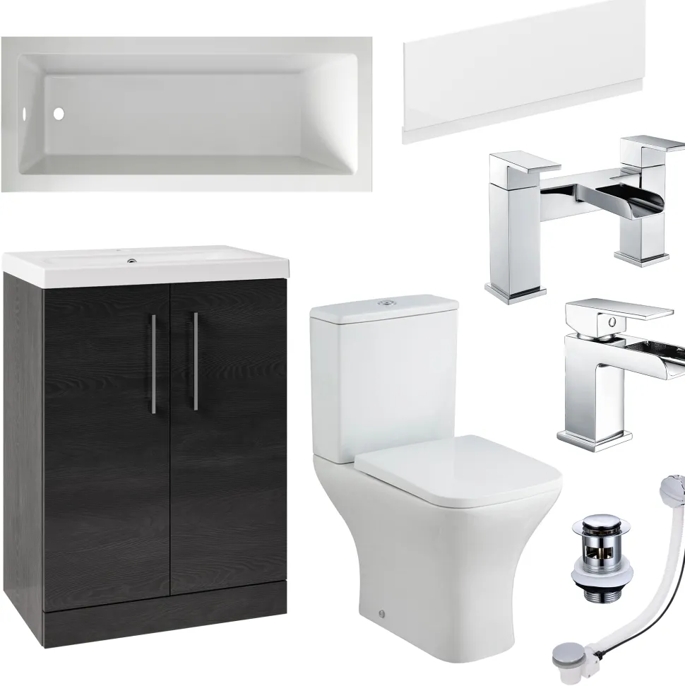 Erin Complete Bathroom Suite with Reinforced Bath & Rimless Toilet