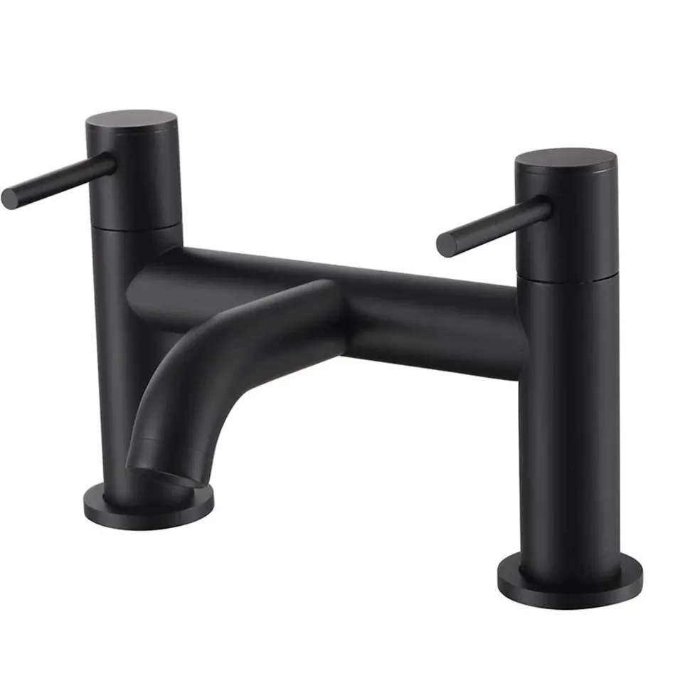Erin Complete Matt Black Bathroom Suite with 1700mm P Shaped Shower Bath & Rimless Toilet