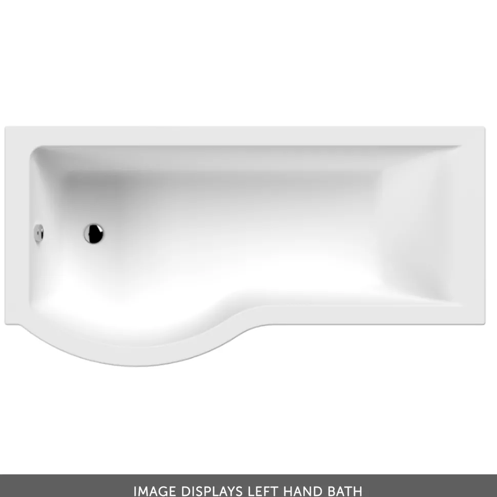 Erin Complete Matt Black Bathroom Suite with 1700mm P Shaped Shower Bath & Rimless Toilet