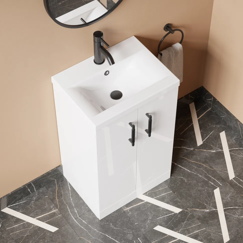 Erin Complete Modern Matt Black Bathroom Suite with 1700mm L Shaped Shower Bath & Rimless Toilet