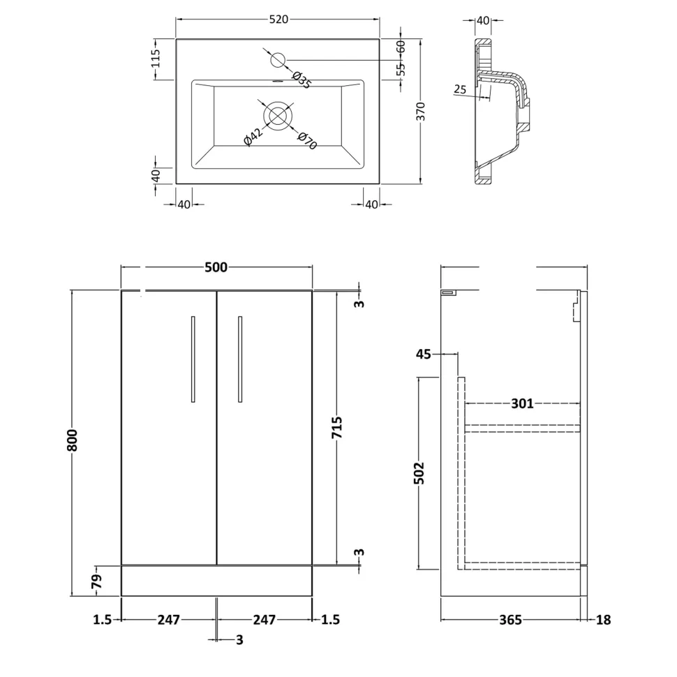 Erin Complete Vanity Unit Bathroom Suite with Rimless Toilet