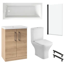 Erin Matt Black Reinforced Shower Bath Suite with Rimless Toilet