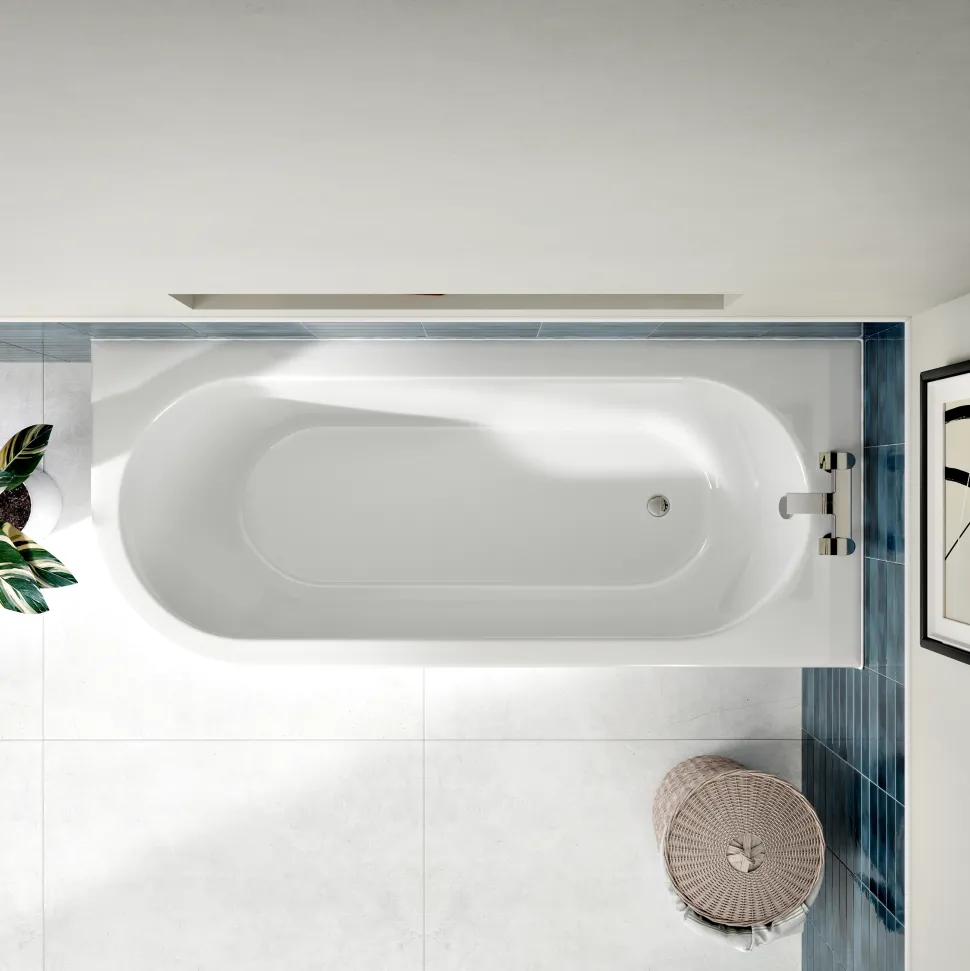 Erin Matt Black Shower Bath Suite with 1700mm J Shaped Bath & Rimless Toilet