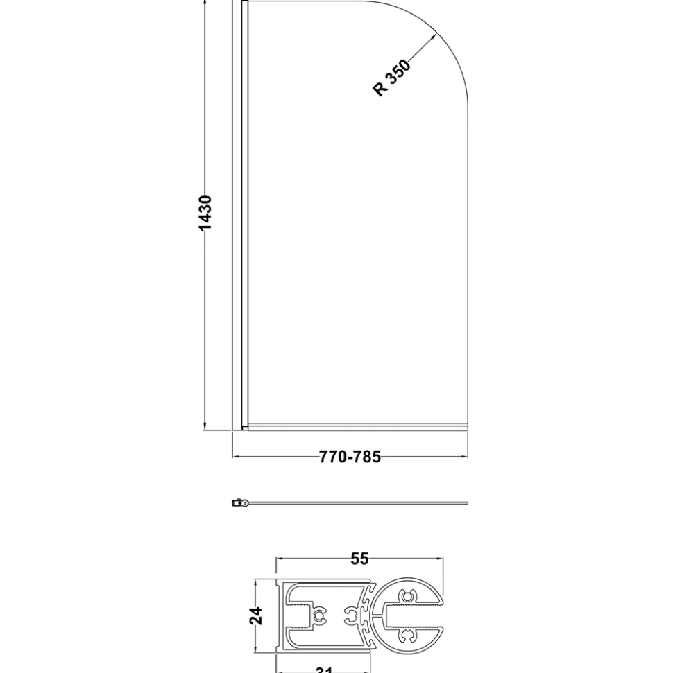 Erin Matt Black Shower Bath Suite with 1700mm J Shaped Bath & Rimless Toilet