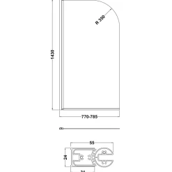Erin Matt Black Shower Bath Suite with 1700mm J Shaped Bath & Rimless Toilet