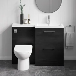 Erin 1100mm Black Charcoal Combination Bathroom 2 Drawer Sink & Toilet Unit