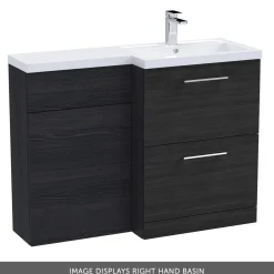 Erin 1100mm Black Charcoal Combination Bathroom 2 Drawer Sink & Toilet Unit