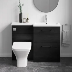 Erin 1100mm Black Charcoal Combination Bathroom 2 Drawer Sink & Toilet Unit
