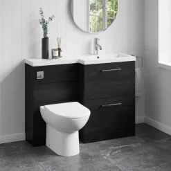 Erin 1100mm Black Charcoal Combination Bathroom 2 Drawer Sink & Toilet Unit