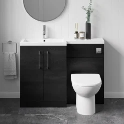 Erin 1100mm Black Charcoal Combination Bathroom 2 Door Sink & Toilet Unit