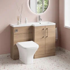 Erin 1100mm Bleached Oak Combination Bathroom 2 Door Sink & Toilet Unit