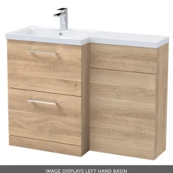 Erin 1100mm Bleached Oak Combination Bathroom 2 Drawer Sink & Toilet Unit
