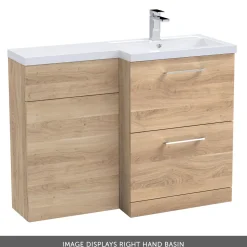 Erin 1100mm Bleached Oak Combination Bathroom 2 Drawer Sink & Toilet Unit